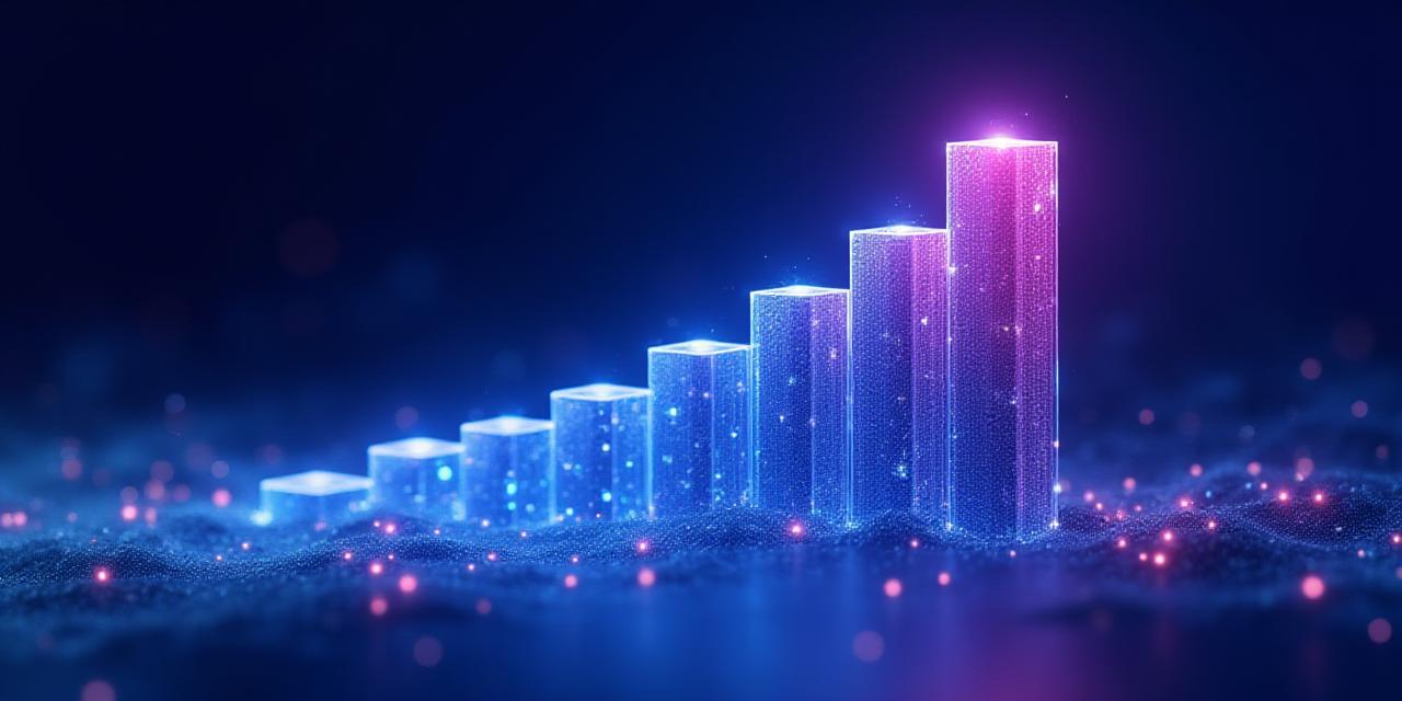 Abstract data visualization showing growth projections and neural network connections