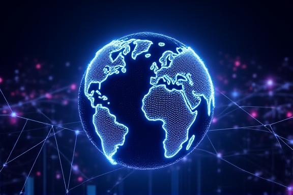 Conceptual image of futuristic data forecasting and neural networks